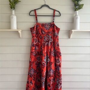 RHODE x Target Orange Floral Smocked Tiered Midi Sundress Women’s Size Large